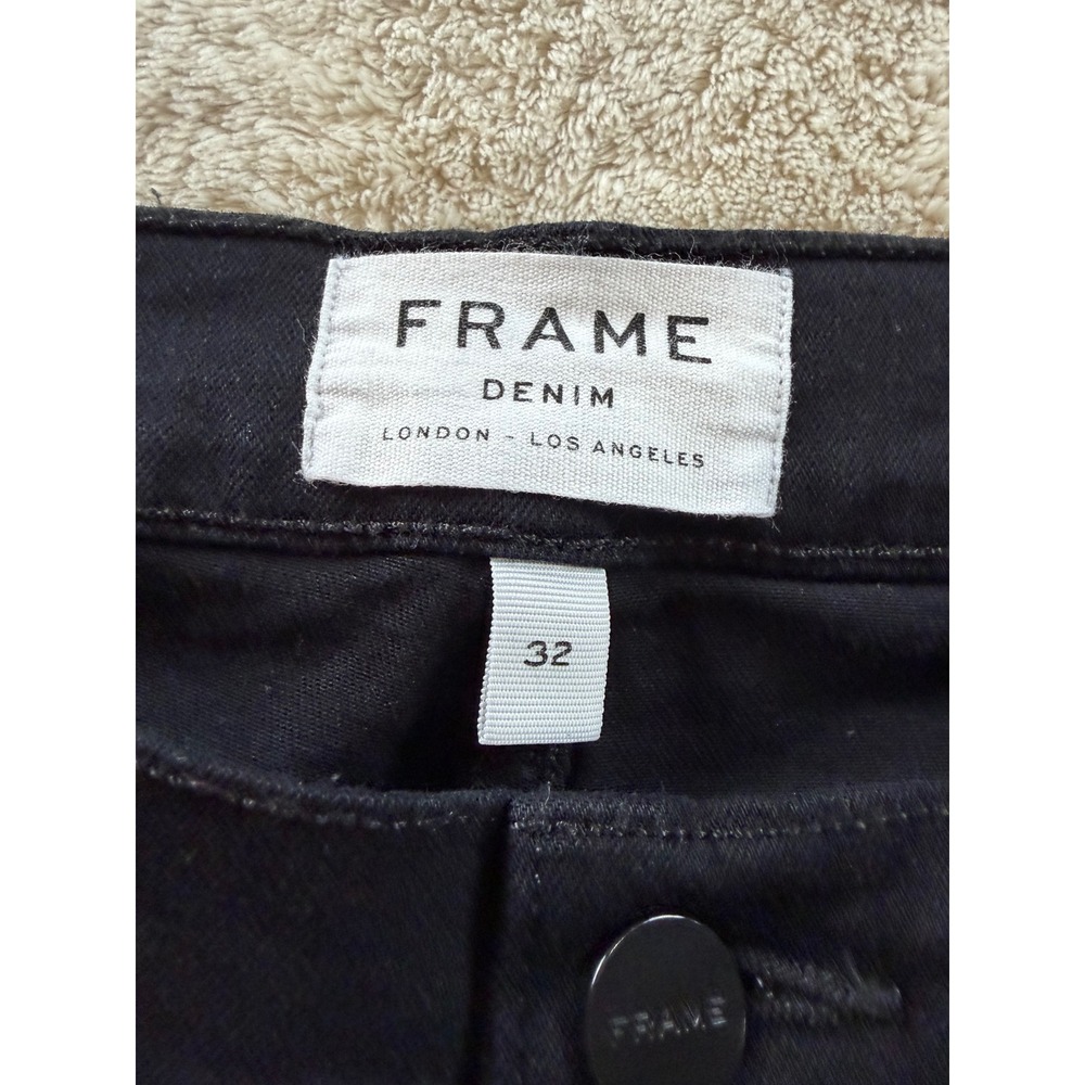 Frame Denim Le Skinny Raw Hem Jeans Film Noir Black LSJRS403 Size 32 - Picture 11 of 15